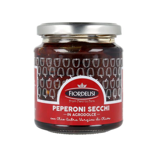 peperoni secchi in agrodolce con olio extra vergine di oliva