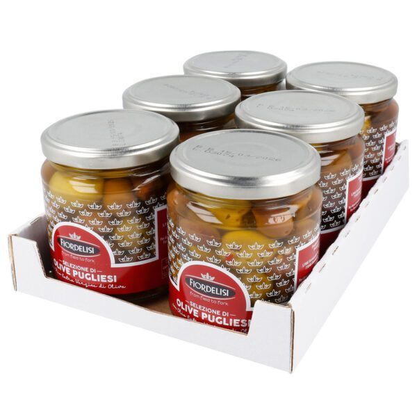 kit da 6 confezioni di selezione di olive pugliesi con olio extra vergine di oliva 280 g