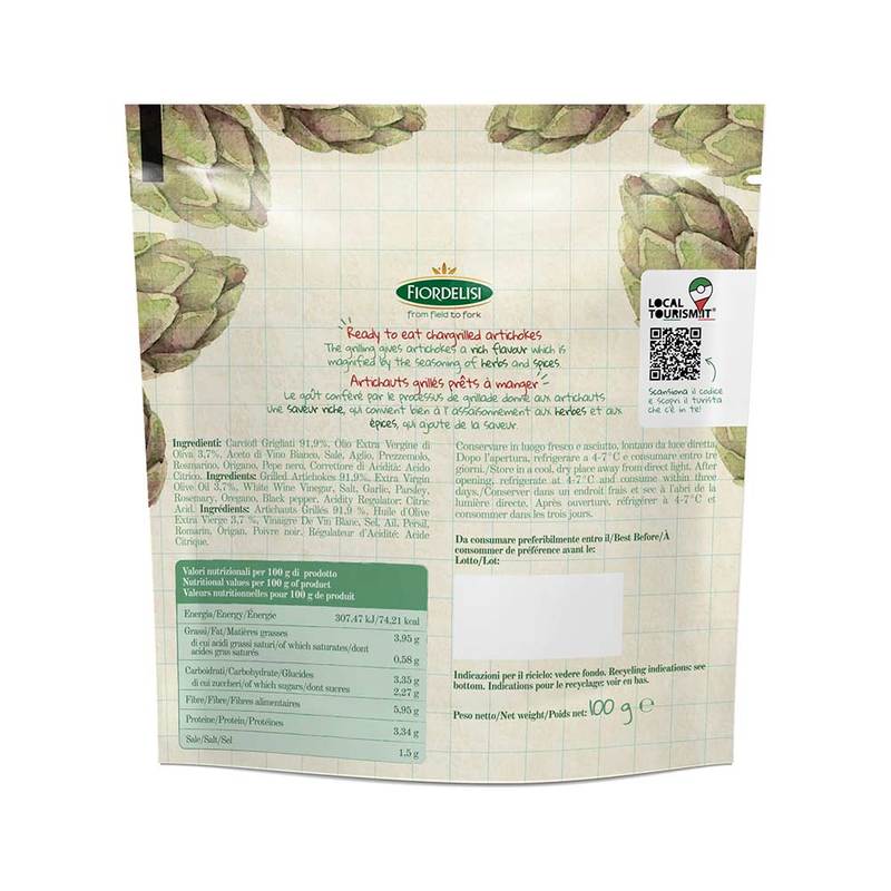kit da 8 confezioni di carciofi grigliati pronti da gustare 100 g – primo piano del prodotto